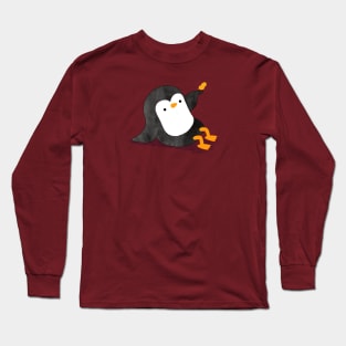 Penguin with autumn leaf Long Sleeve T-Shirt